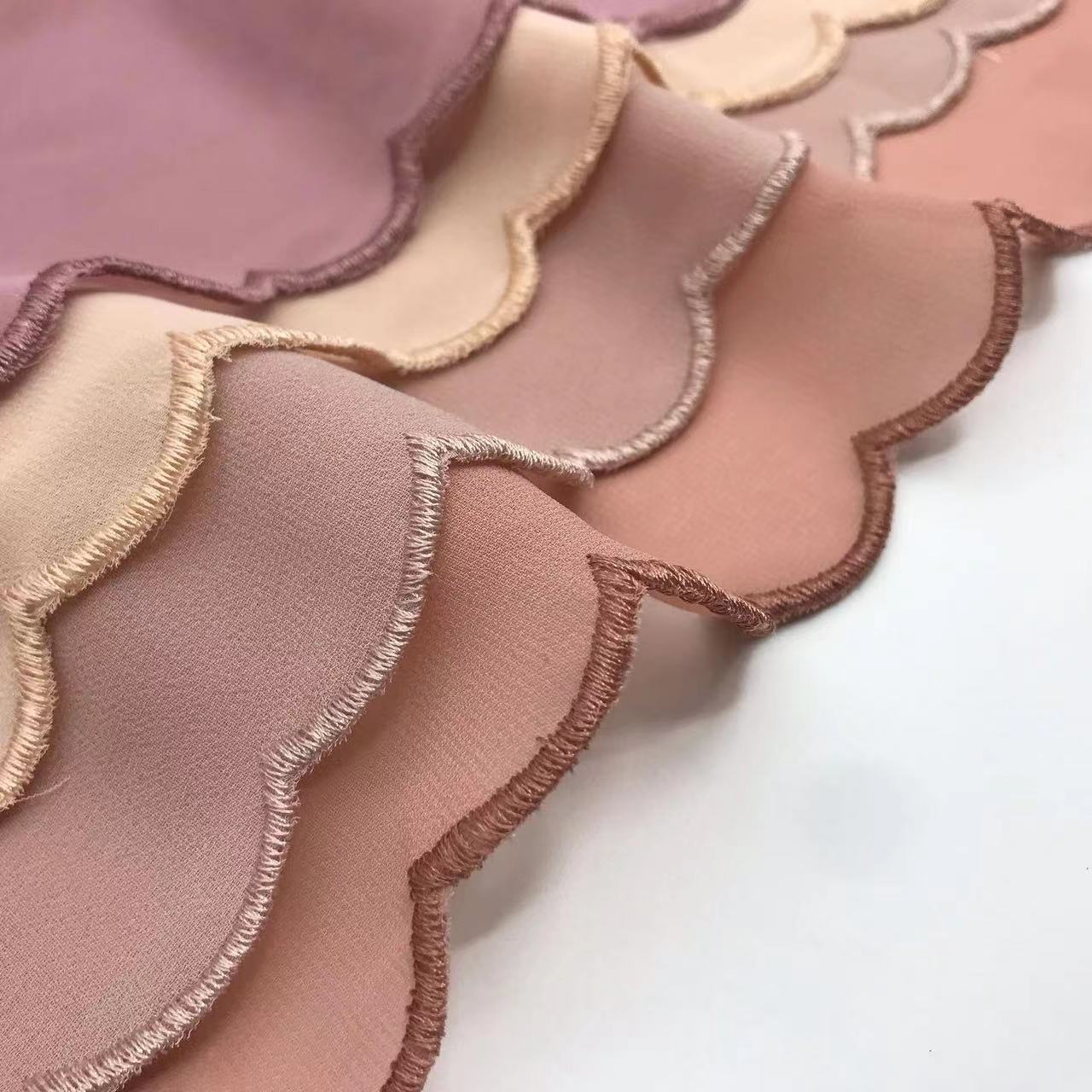 WJA46 plain pearl chiffon embroidery edge hijab scarf - MinYang Fashion Apparel Accessory Manufacturer