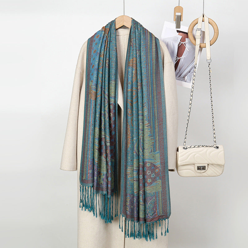 MY18 Butterfly Cashew Jacquard Shawl Tassel Scarf - MinYang Fashion Apparel Accessory Manufacturer