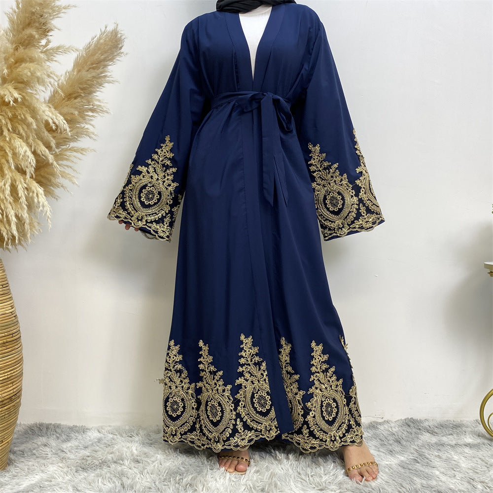 1495 Lace stitching muslim abaya dress