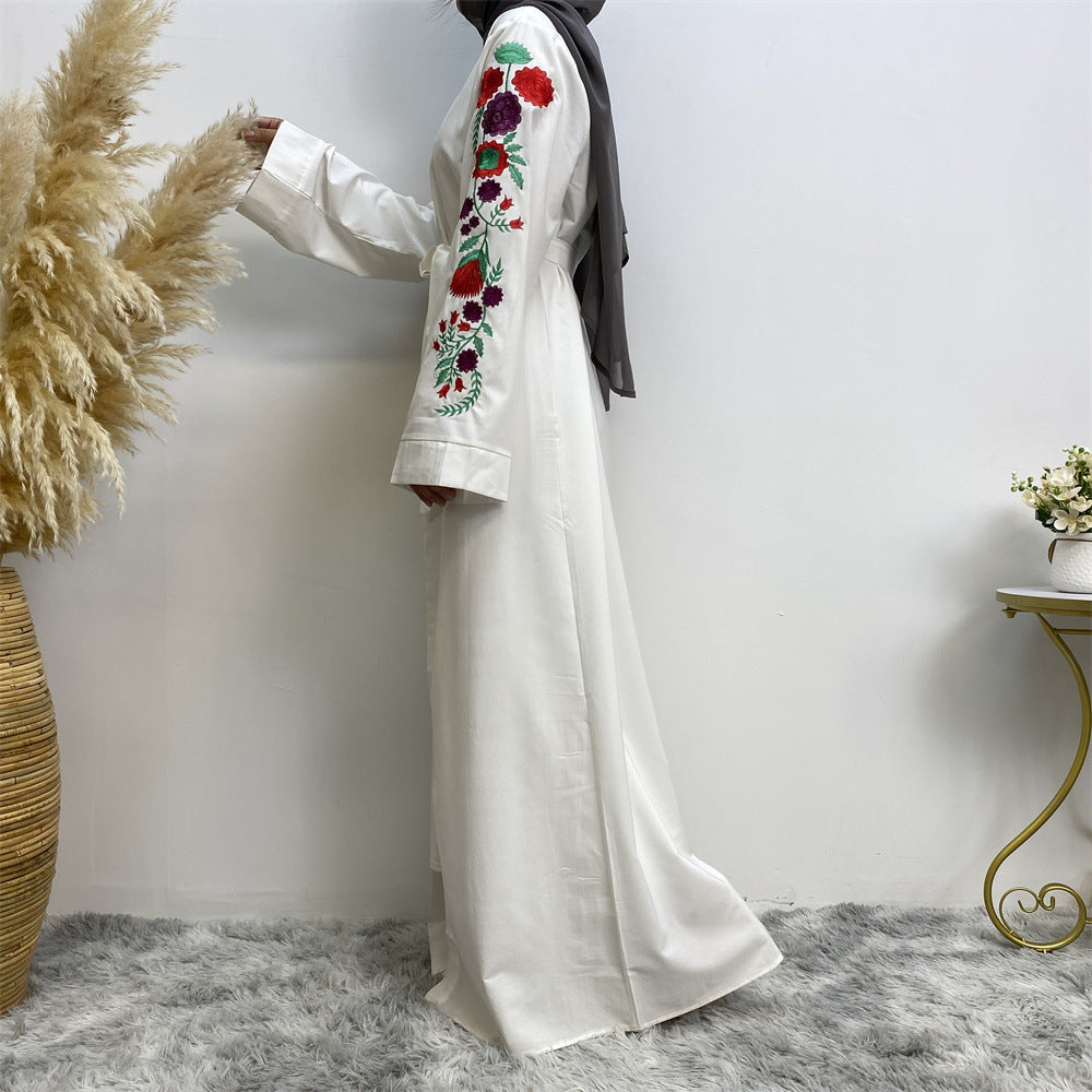 1713 embroidery muslim abaya dress
