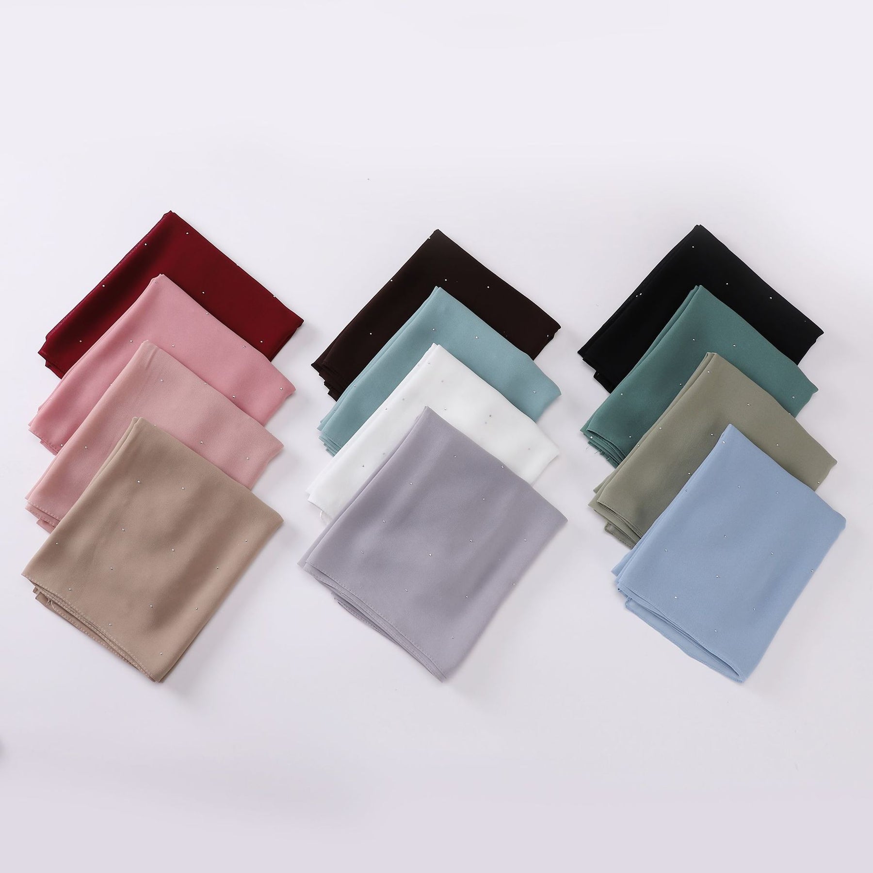 W-0019 plain pearl chiffon hot stamping dimond hijab scarf - MinYang Fashion Apparel Accessory Manufacturer
