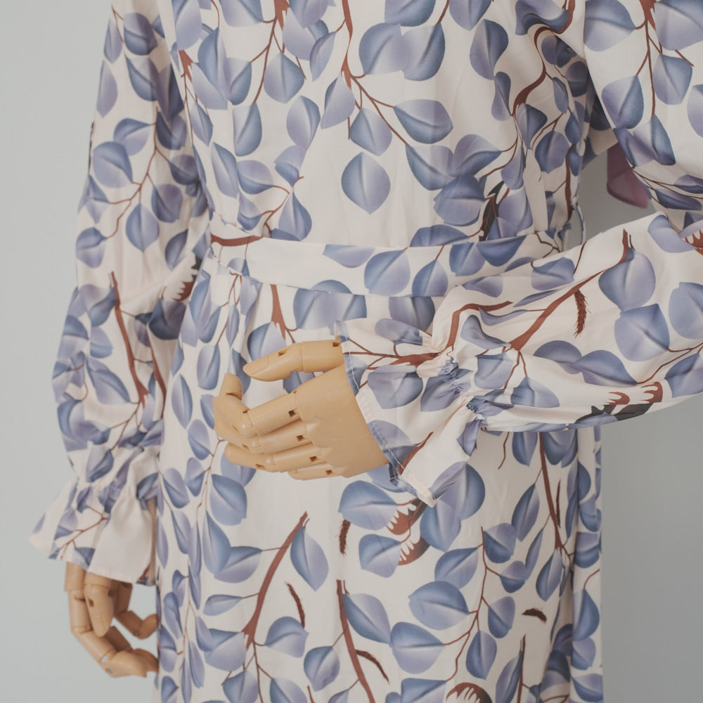 MA001 Stretch Polyester Printed Skirt Ruffled Cuffs abaya - MinYang Fashion Apparel Accessory Manufacturer