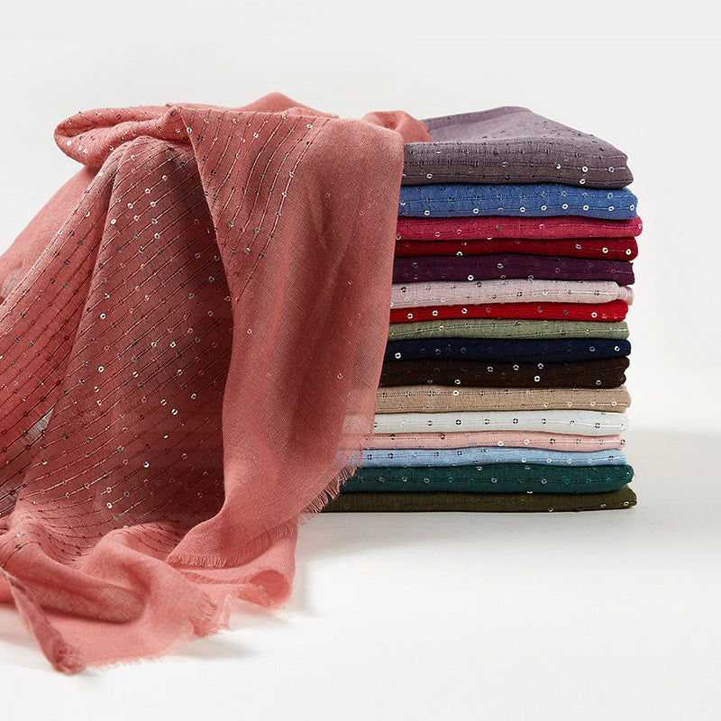 MSL108 plain TR cotton Sequins tudung tudung