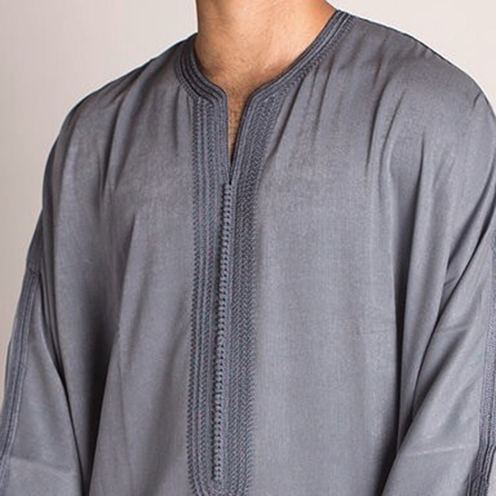 1138203 Foreign trade Muslim long-sleeved embroidered ethnic style Arab robe men's robes abaya - MinYang Fashion Apparel Accessory Manufacturer