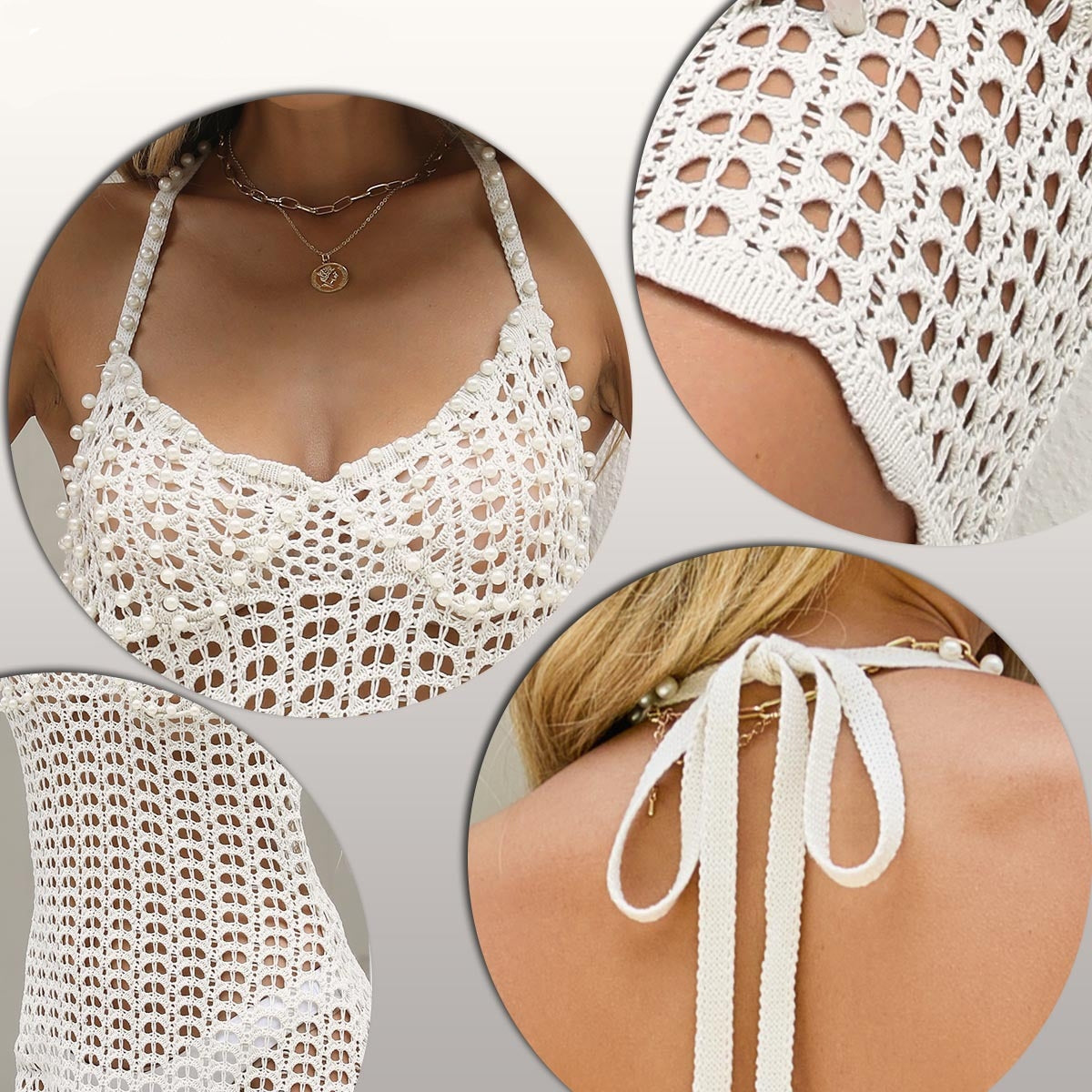 X6994 Pearl Beaded Hollow Dress - MinYang Fashion Apparel Accessory Manufacturer
