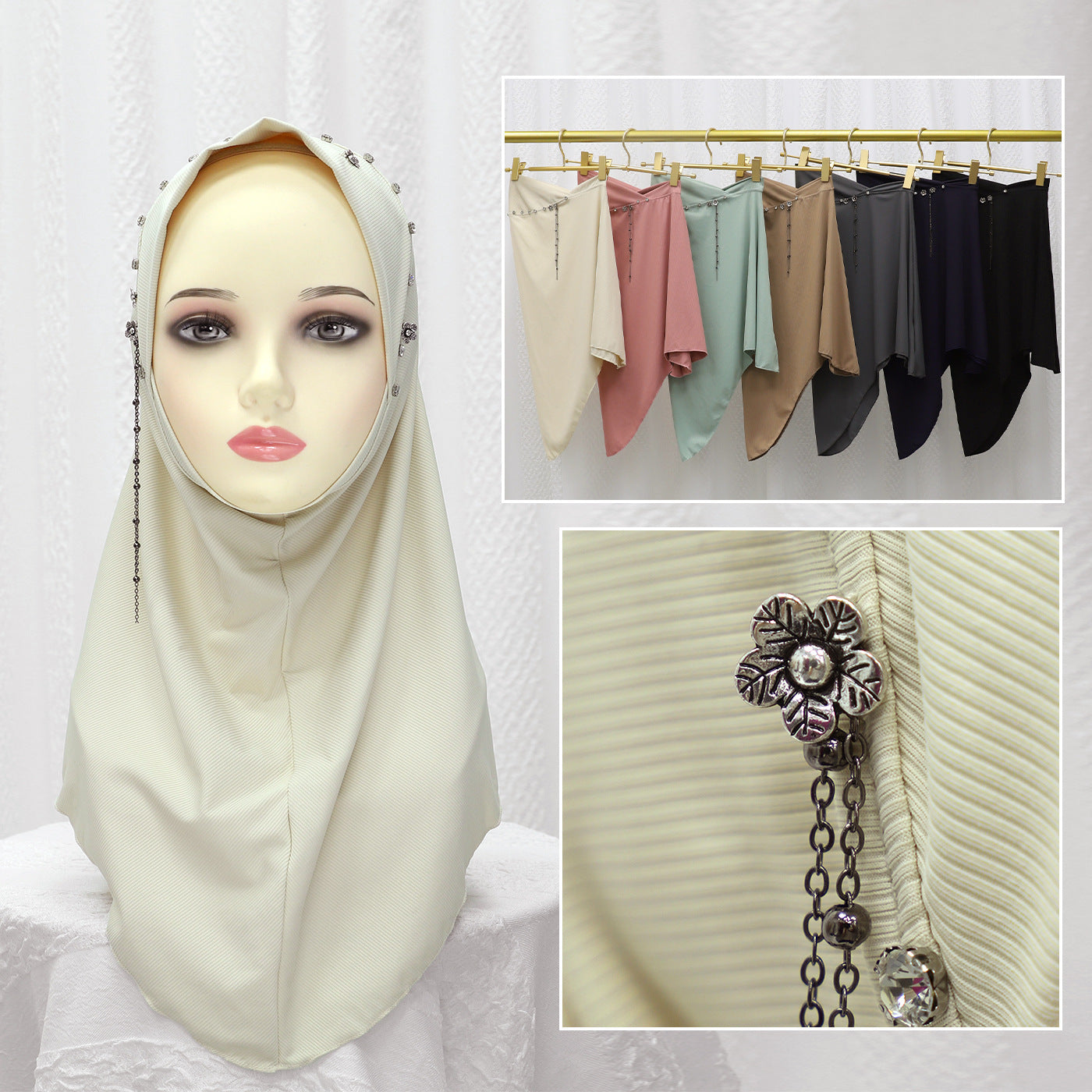 LN1027 Amazon solid color double-layer chiffon large swing headscarf solid color large headscarf