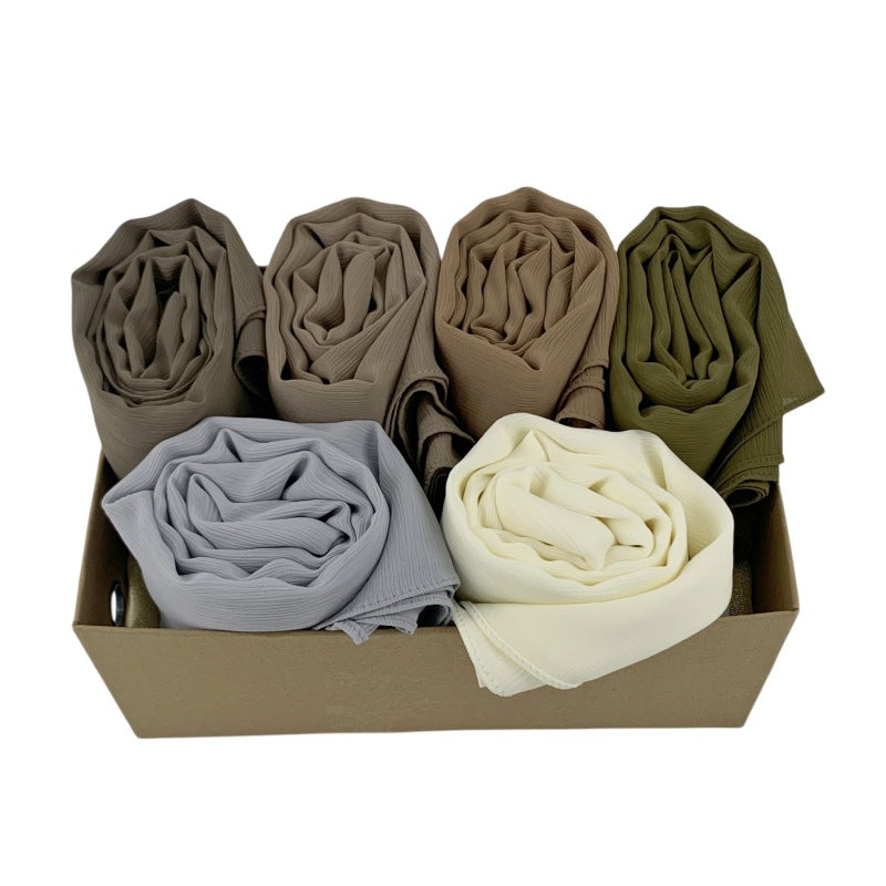 WJ299 plain pleated chiffon hijab scarf - MinYang Fashion Apparel Accessory Manufacturer
