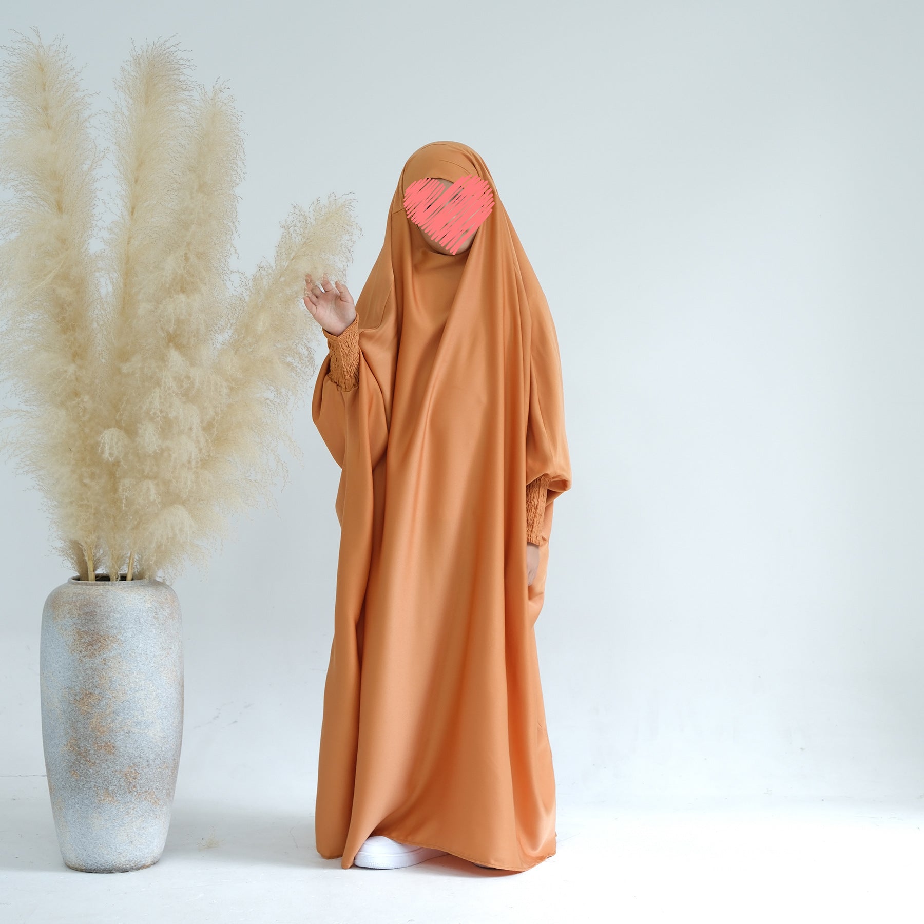 LR662 Pakaian gaun panjang kanak-kanak warna solid abaya abaya