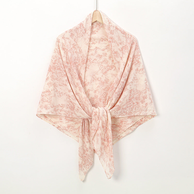 YW253 110*110 pleated printed pearl chiffon kerchief hijab