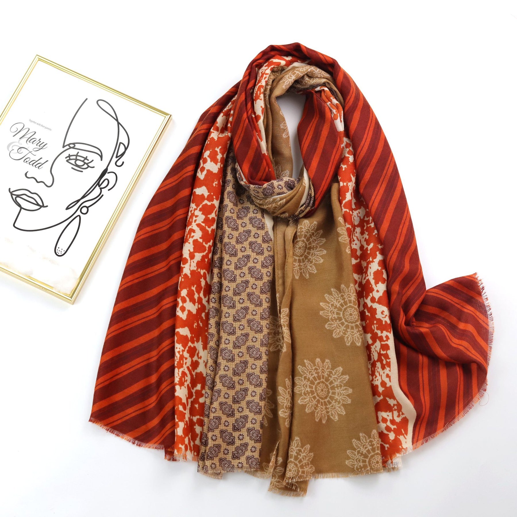 JY220918 Bufanda estampada con empalme de estilo étnico