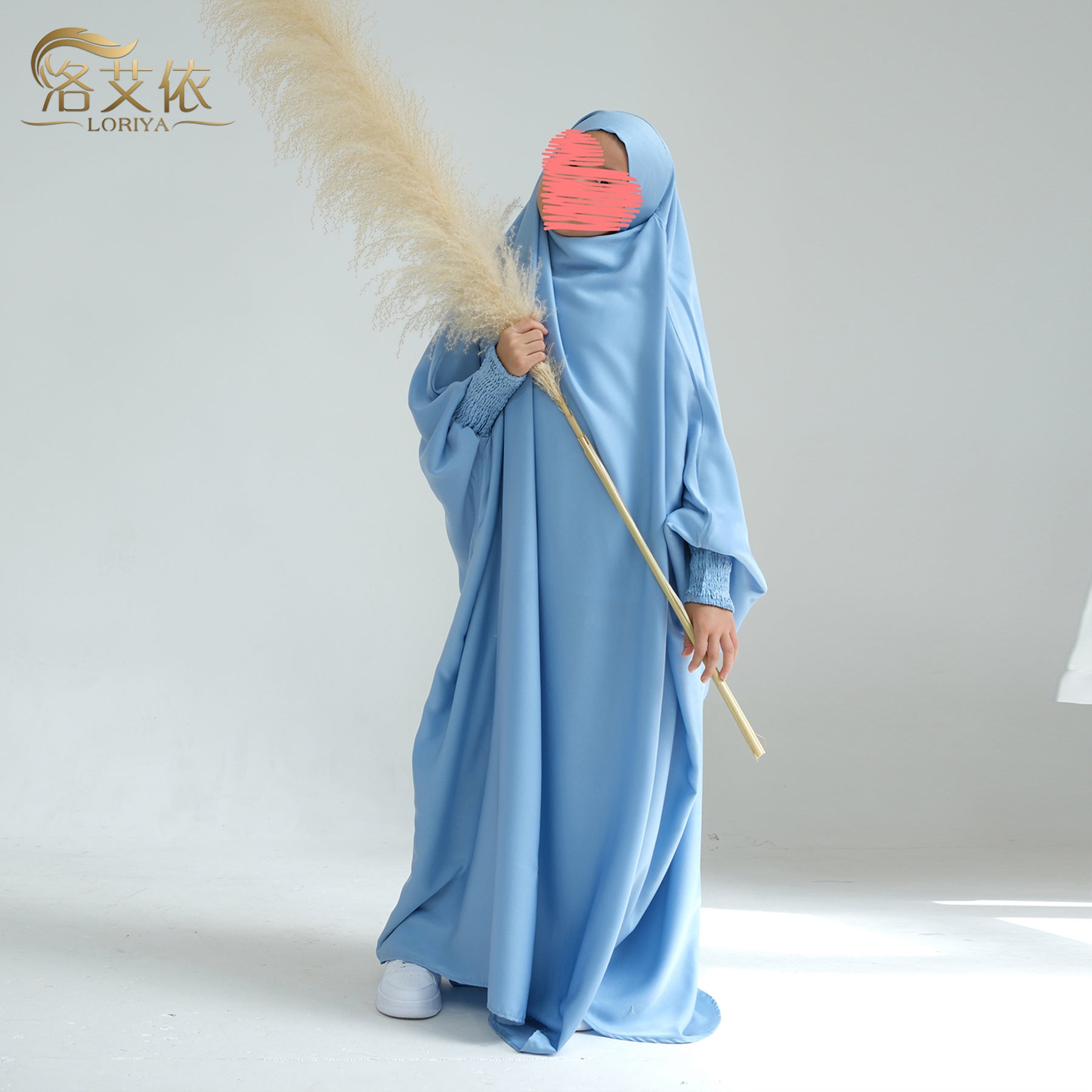 LR662 Pakaian gaun panjang kanak-kanak warna solid abaya abaya