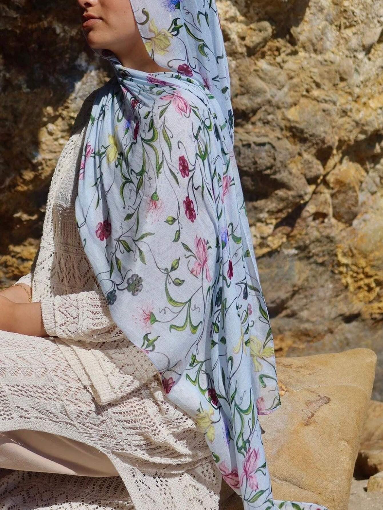 MYM20 Hijab/bufanda con estampado floral modal