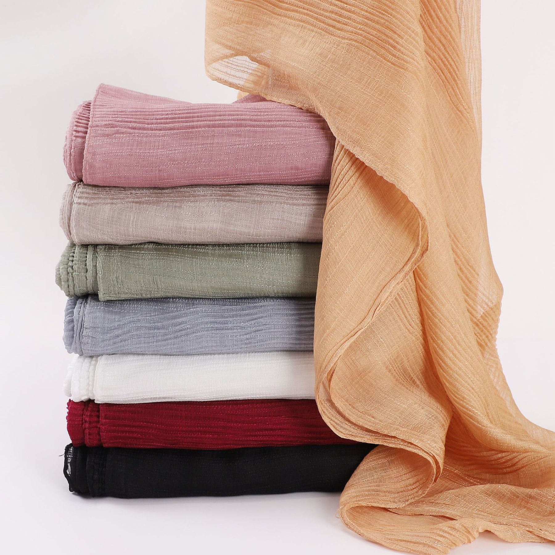 B-240510-1 Crumpled silk scarf (MOQ:2)
