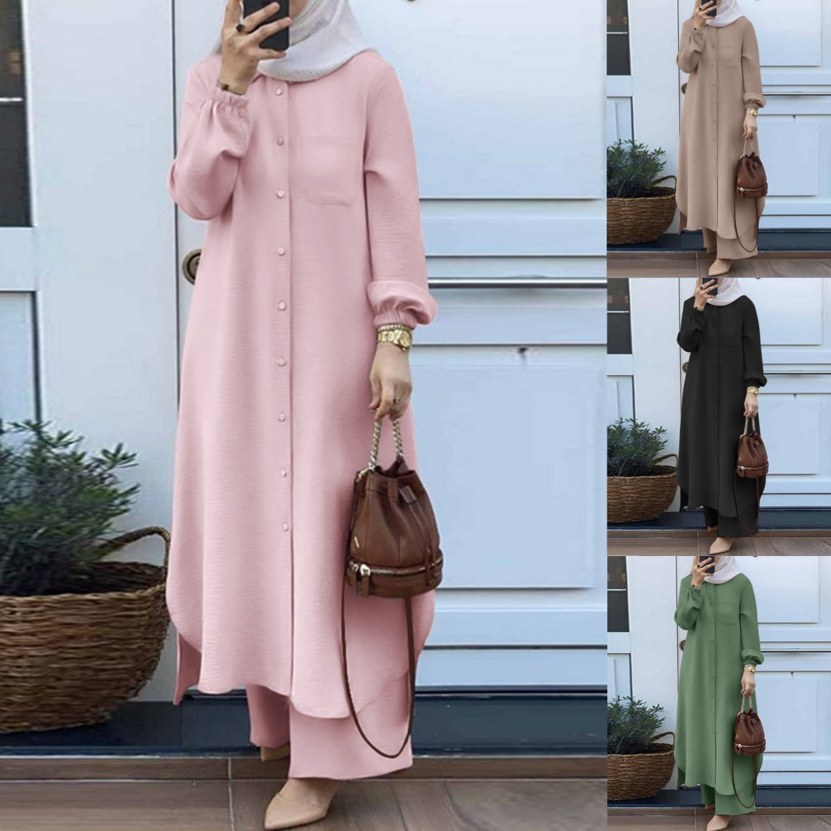 H707 Fashion casual long-sleeved shirt and trousers two-piece suit