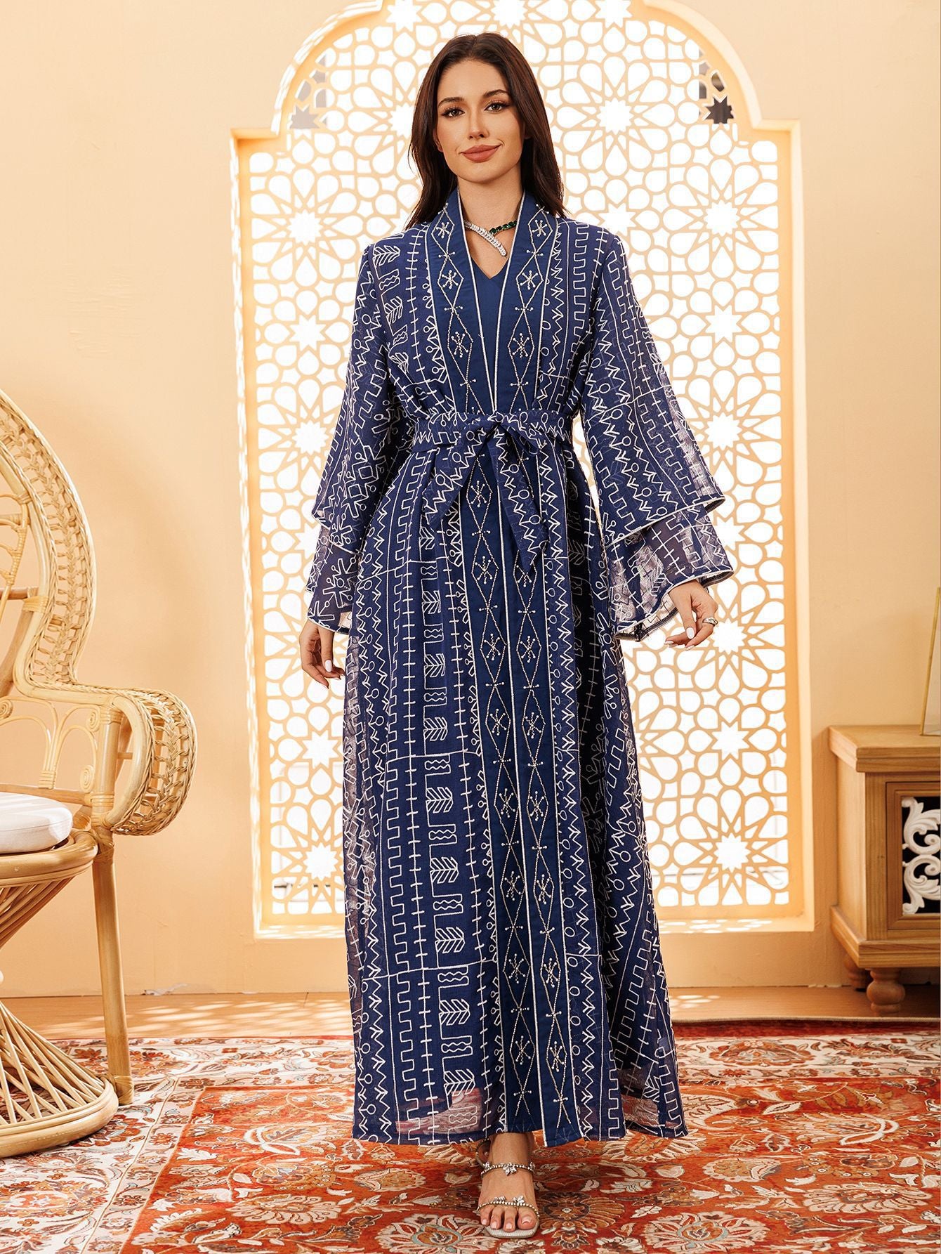 AB445 Mesh embroidered dress