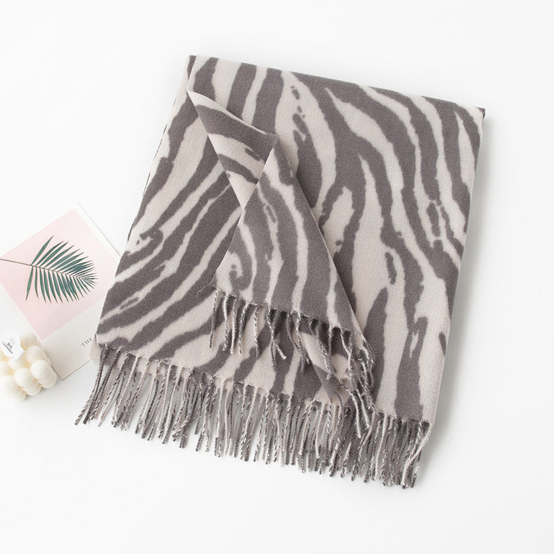 FH24-5770 Silver-grey animal print shawl scarf winter scarf