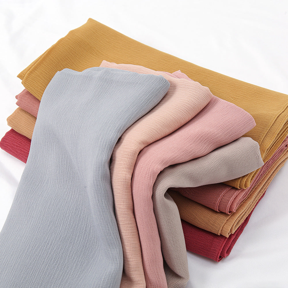 YW217 110*110 plain pleated kerchief hijab