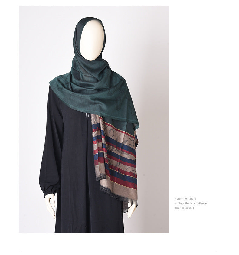 03-9 Striped scarf ethnic style Iranian Turkish hijab/tudung