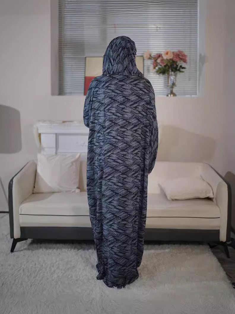 29 Spring and Summer Large Size Women's Islamic Scarf One-piece Prayer Robe Printed Worship Clothes Floral Robe abaya Dresses/gowns prayer set