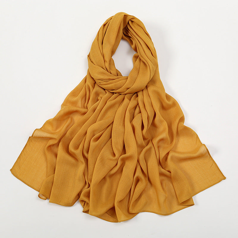 VS694New solid color curled cotton long scarf women's headscarf - MinYang Fashion Apparel Accessory Manufacturer