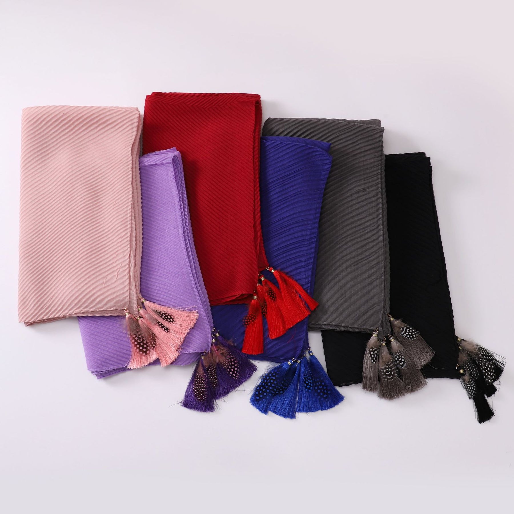 W-0112 pañuelo hijab liso TR con borlas