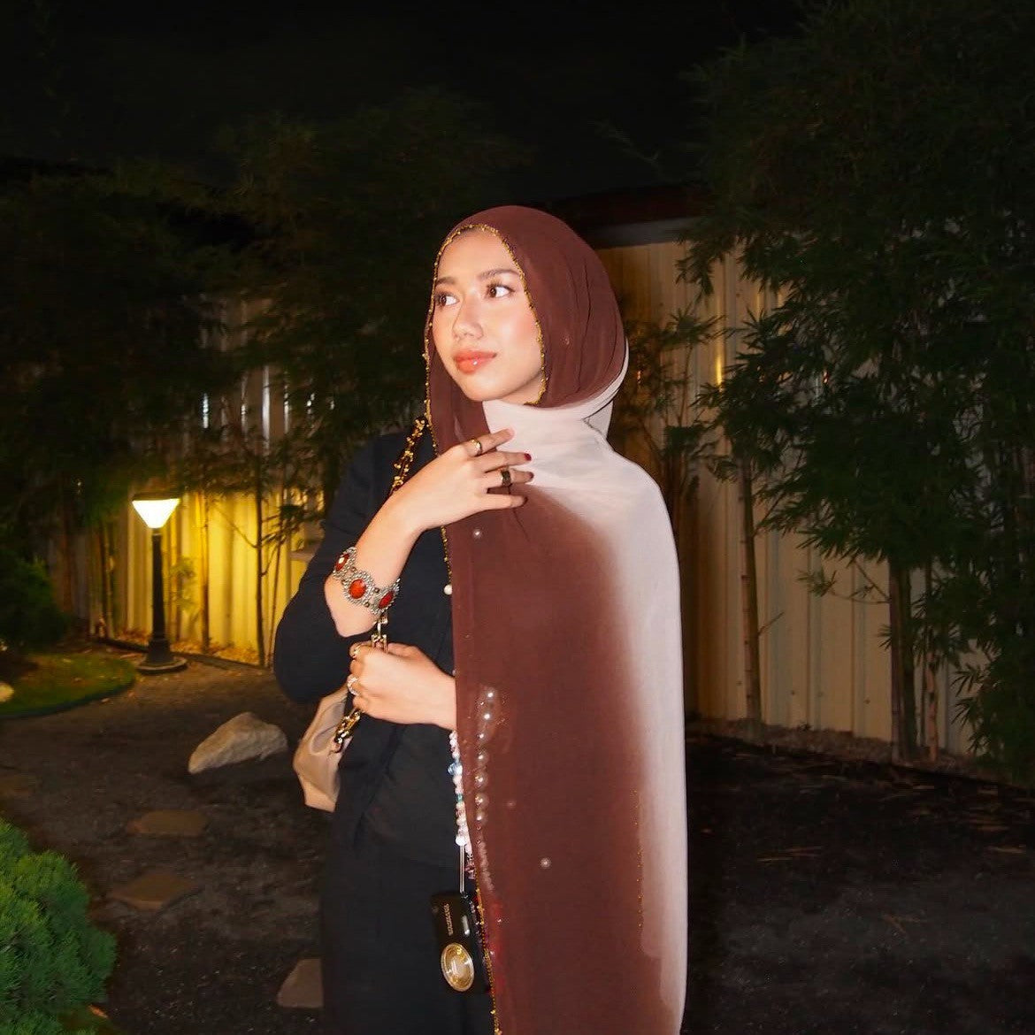 WJ055 Diamond Chiffon Omber Modal Hijab