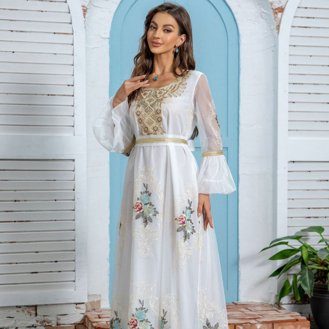 ZD004 Muslim robe gold stamping simple lace slim fit Dubai women's dress abaya Dresses/gowns