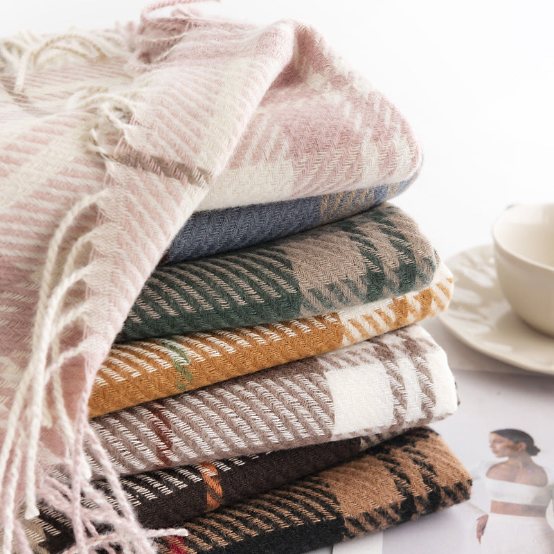 FH23-5442 lattice stripe winter scarf - MinYang Fashion Apparel Accessory Manufacturer