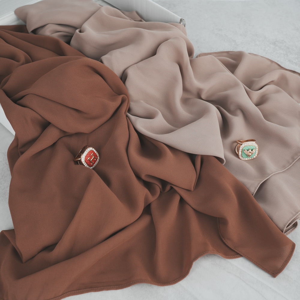 bf001 High Quality Right Angle Curled Chiffon Solid Color Scarf - MinYang Fashion Apparel Accessory Manufacturer