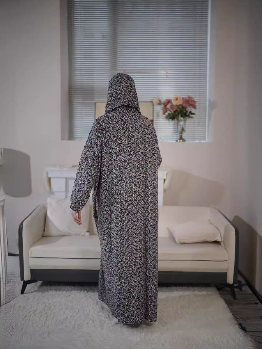 28  Plus Size Dress Muslim Women Traditional Scarf All-in-One High-end Elegant Prayer Robe Fashion Print  abaya  Dresses/gowns  prayer set - MinYang Fashion Apparel Accessory Manufacturer
