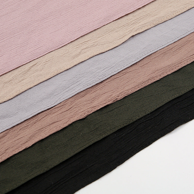 VS709 Fashion solid color wrinkled polyester cotton headscarf for women