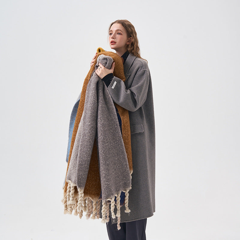 2023-08-28 plain thick tassel winter scarf - MinYang Fashion Apparel Accessory Manufacturer