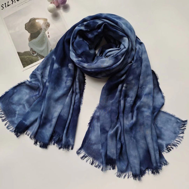 17A64  50Ethnic style rayon cotton handmade tie-dyed shawl scarf - MinYang Fashion Apparel Accessory Manufacturer