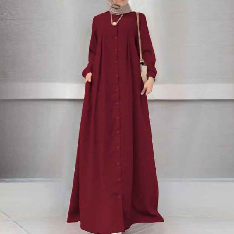 8026 solid color Large size muslim abaya dress