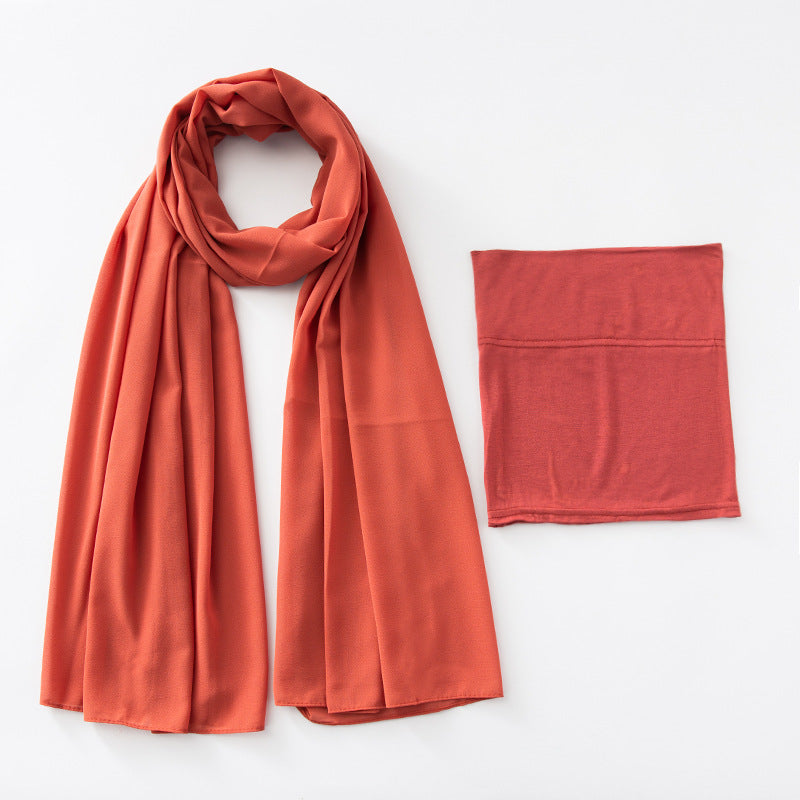 WJA73 plain chiffon Mercerized cotton under cap hijab set - MinYang Fashion Apparel Accessory Manufacturer