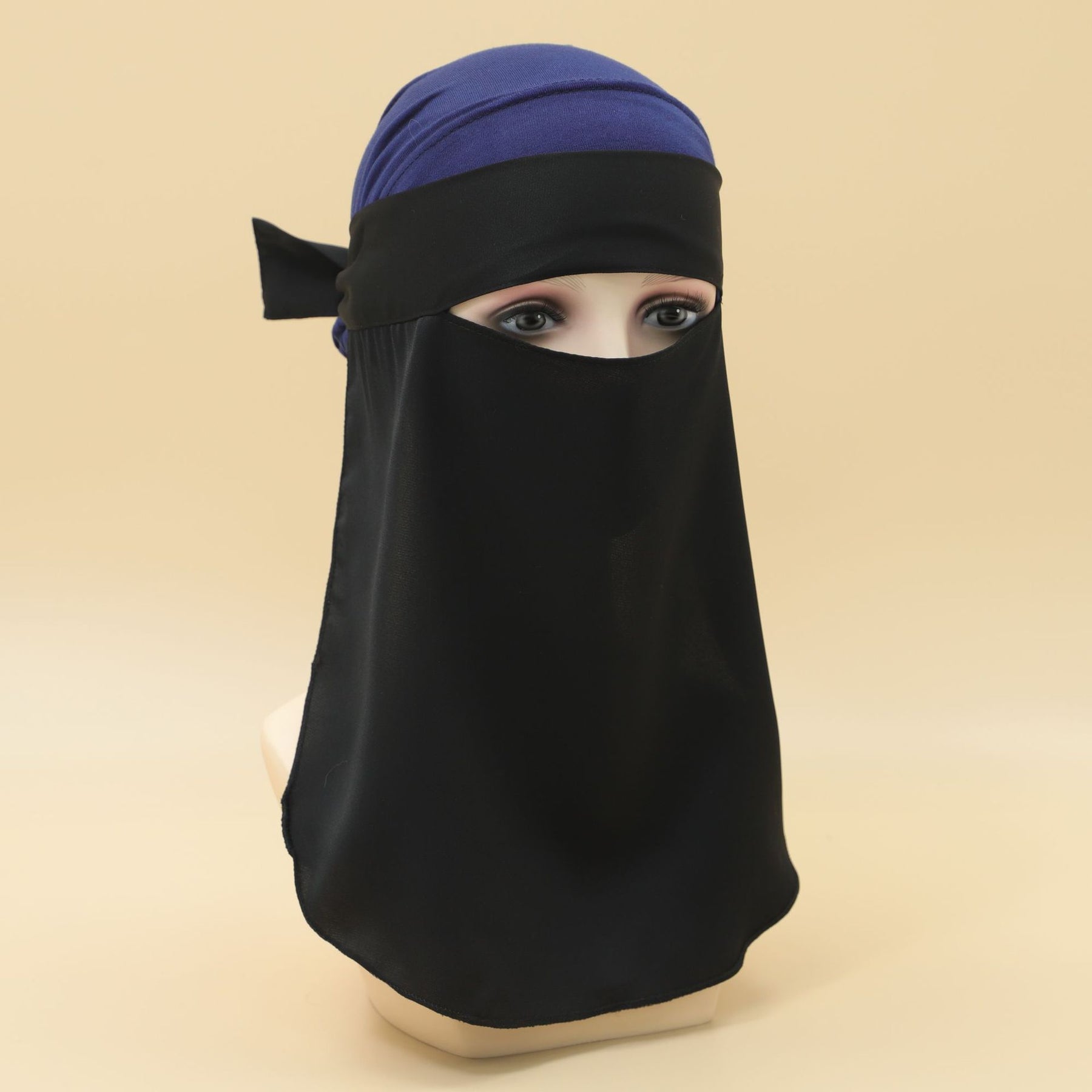 NA16-012 Black lace-up sun mask and hijab cap 2 pieces minimum order