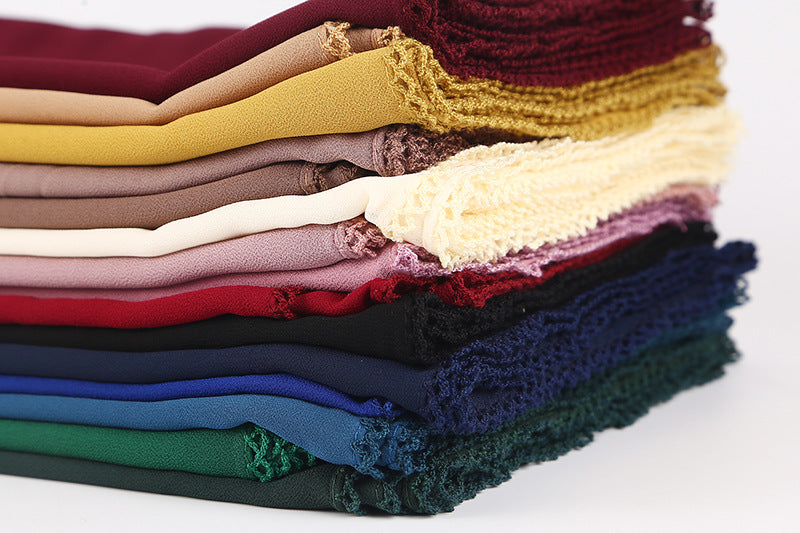 MSL037 tudung tudung lace lace pearl chiffon plain