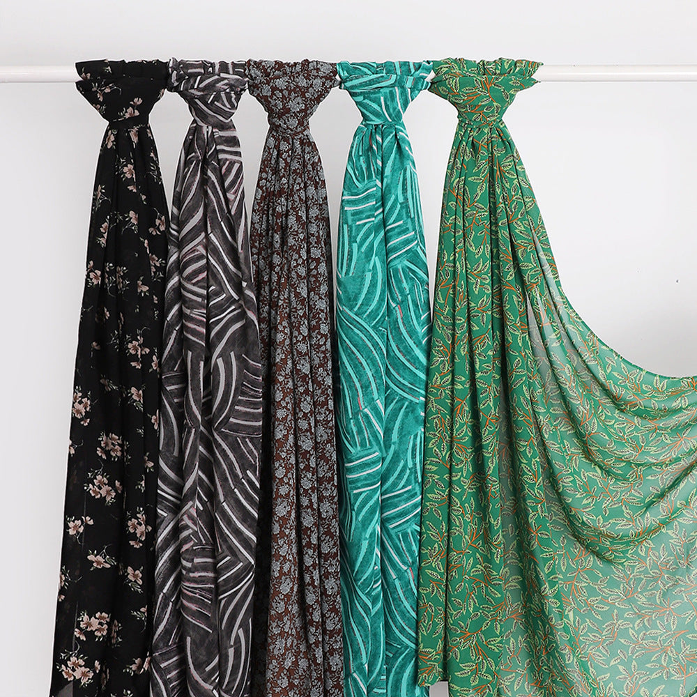 MSL358 Rose flower print hijab (MOQ:2 pieces)