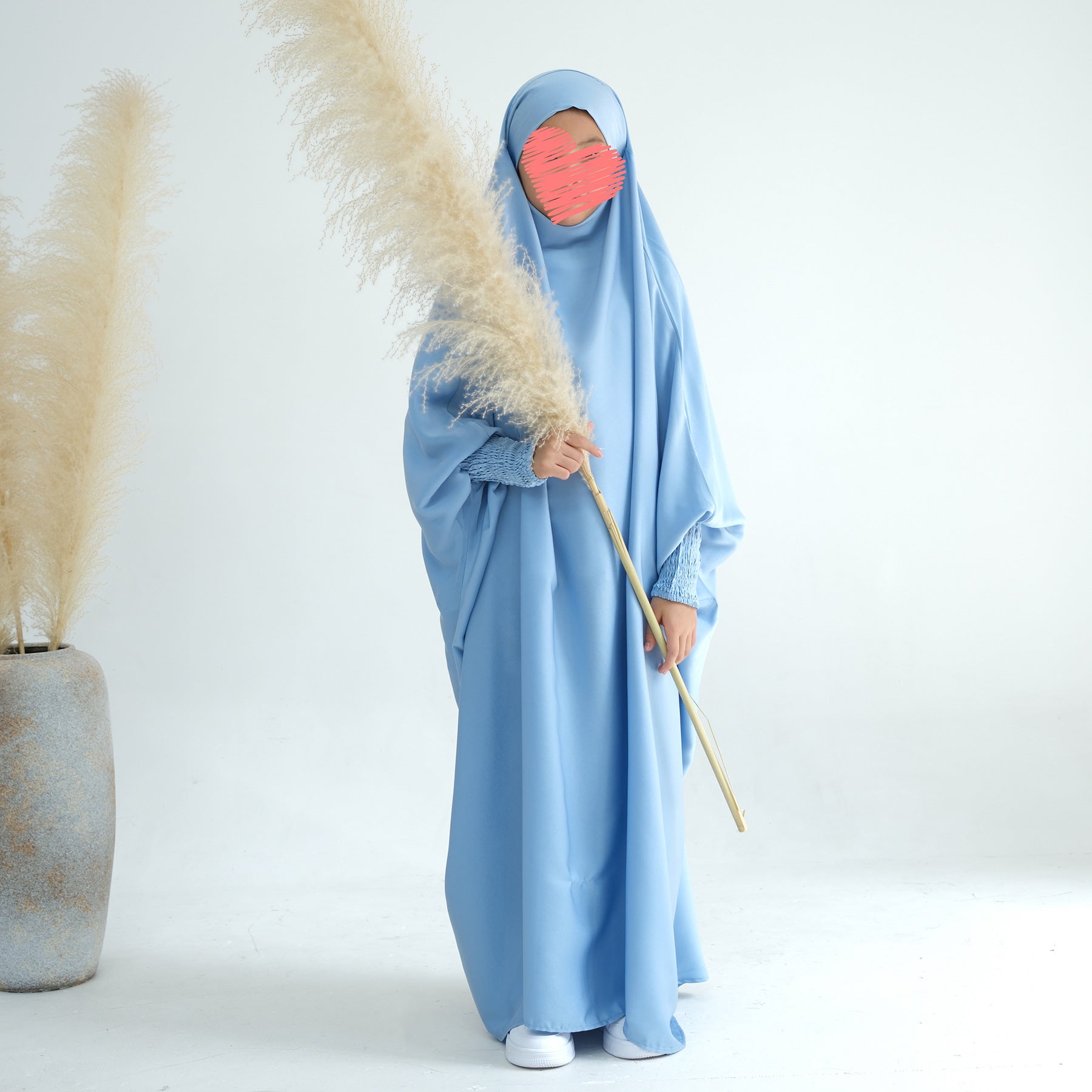 LR662 Pakaian gaun panjang kanak-kanak warna solid abaya abaya