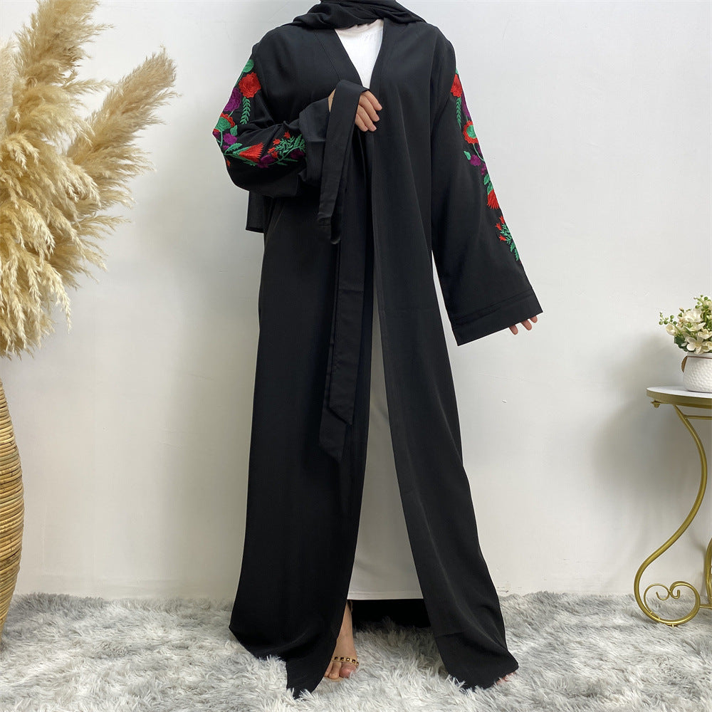 1713 embroidery muslim abaya dress