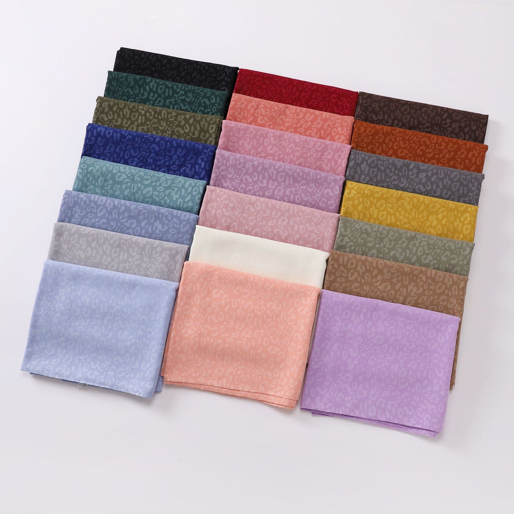 W-0002 plain Leopard print pearl chiffon hijab scarf - MinYang Fashion Apparel Accessory Manufacturer