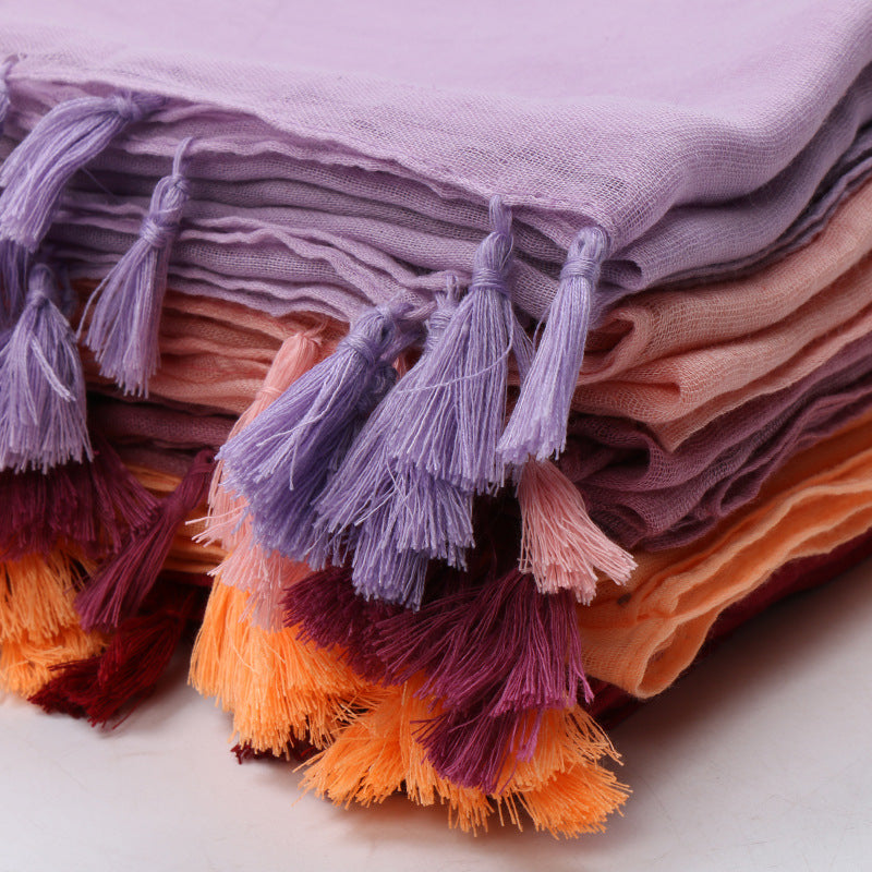 VS209 tassel voile plain hijab