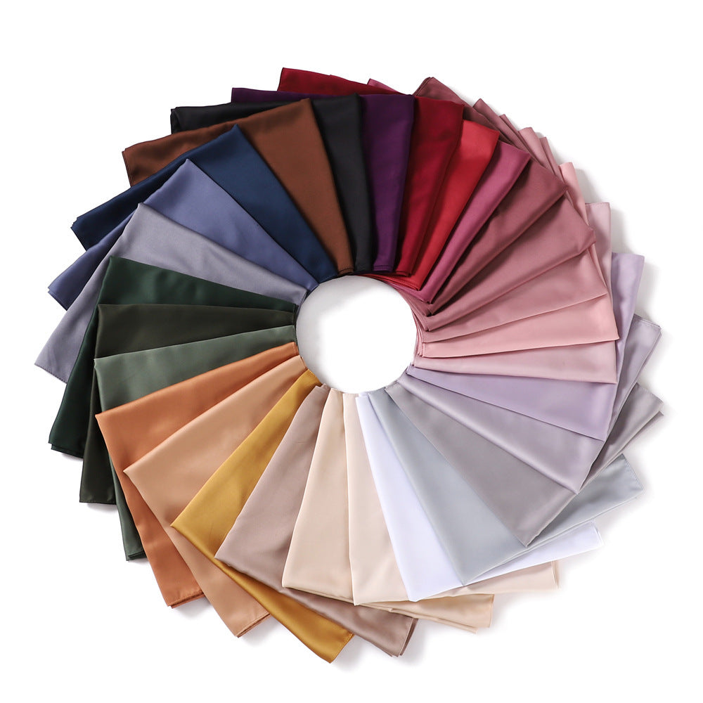 YZ190 90cm Matte Satin Faux Silk Satin Solid Square Shawl Scarf - MinYang Fashion Apparel Accessory Manufacturer