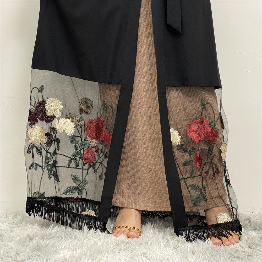 1817 fashion Stitching embroidery muslim abaya dress