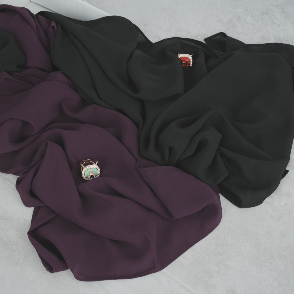 bf001 High Quality Right Angle Curled Chiffon Solid Color Scarf - MinYang Fashion Apparel Accessory Manufacturer
