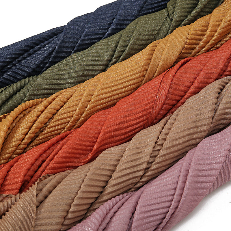 VS654 plain pleated hijab