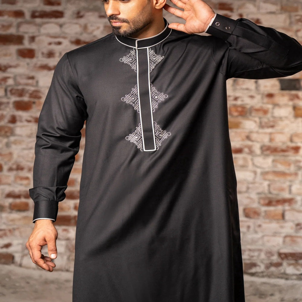 jl03 Foreign trade Muslim long-sleeved embroidered ethnic style Arab robe men's robes abaya - MinYang Fashion Apparel Accessory Manufacturer