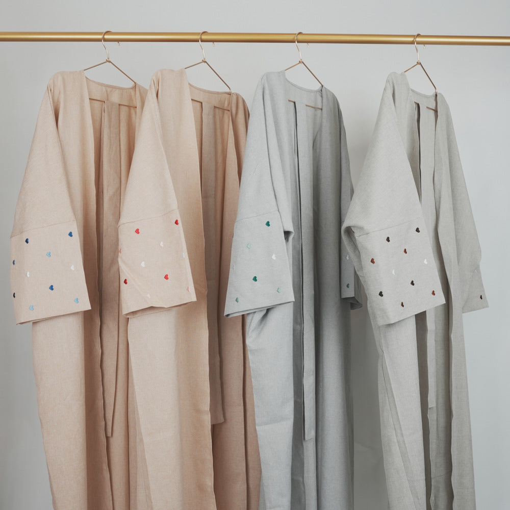 MA002 Modal Hijab -Long sleeve heart embroidery abaya - MinYang Fashion Apparel Accessory Manufacturer