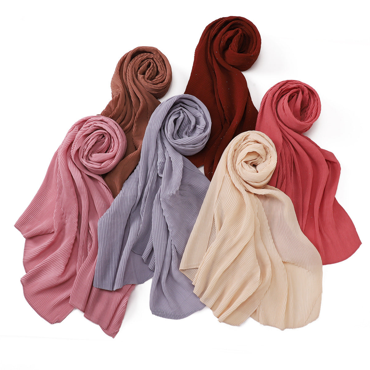YZ220 Silver thread sprinkled with gold shiny wrinkled long scarf hijab - MOQ:2