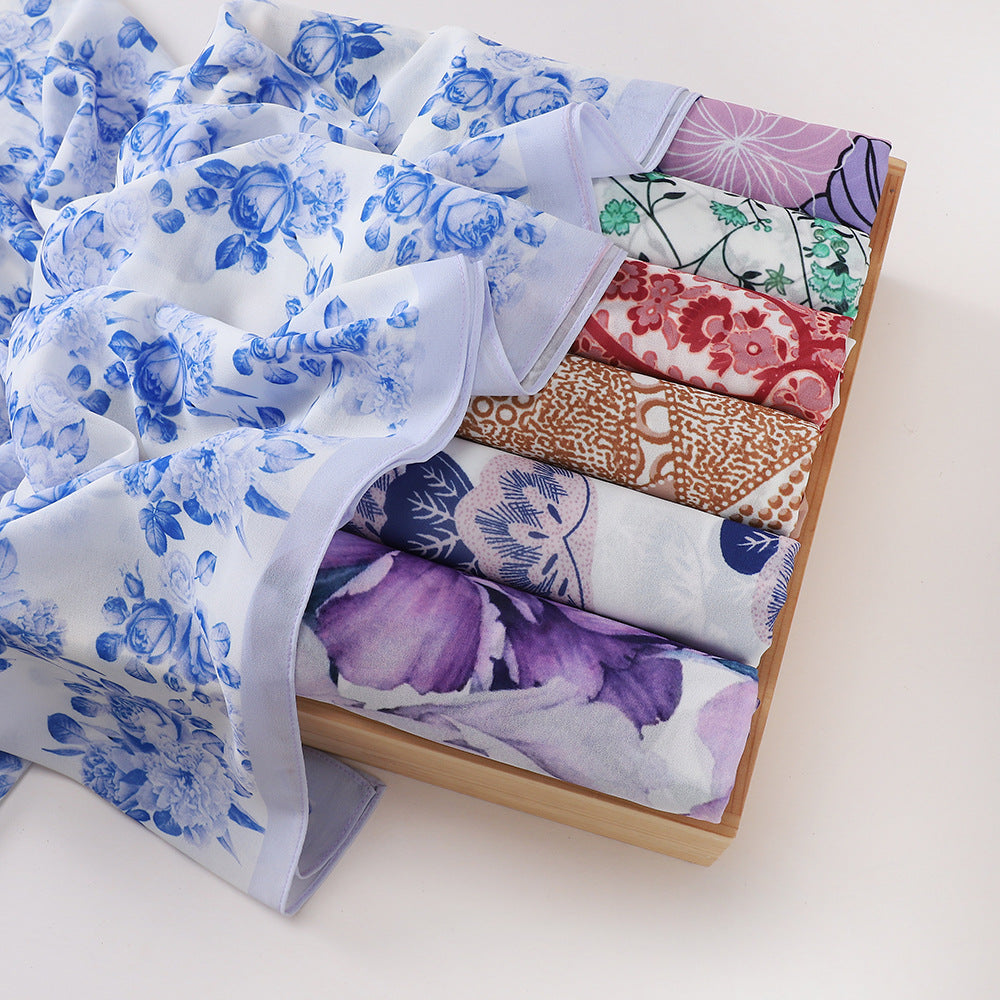 MSL333 New spring and summer pearl chiffon digital printing color scarf New spring and summer pearl chiffon digital printing color scarf